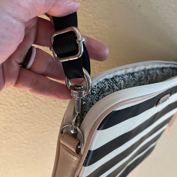 Rebecca Minkoff black and white stripe crossbody tabitha tablet sleeve case - Picture 3 of 7